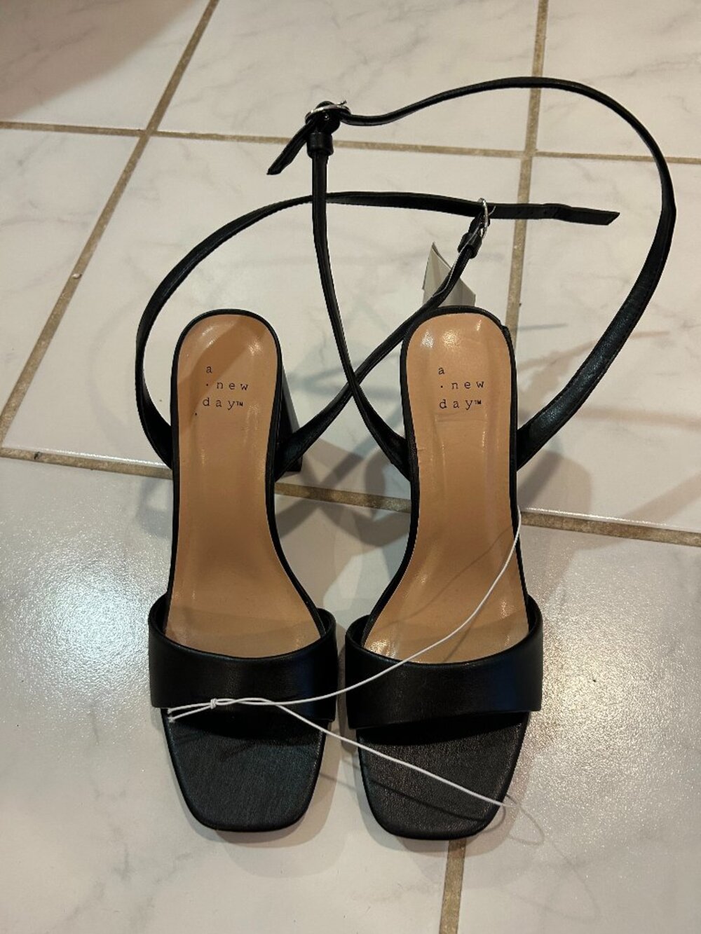 Women's Haley Ankle Strap Single Band Flare Heels with Memory Foam Insole
